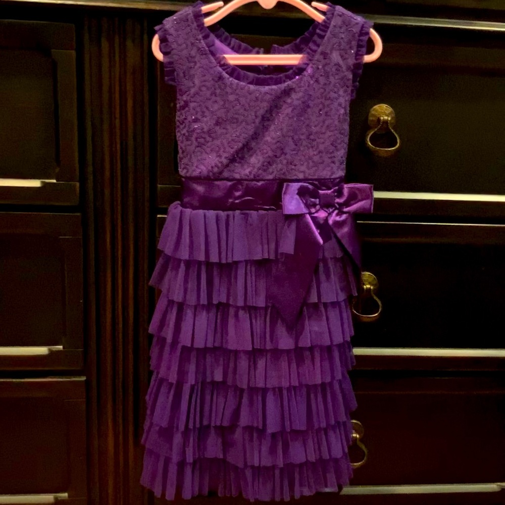 Girls purple tulle & sparkle dress